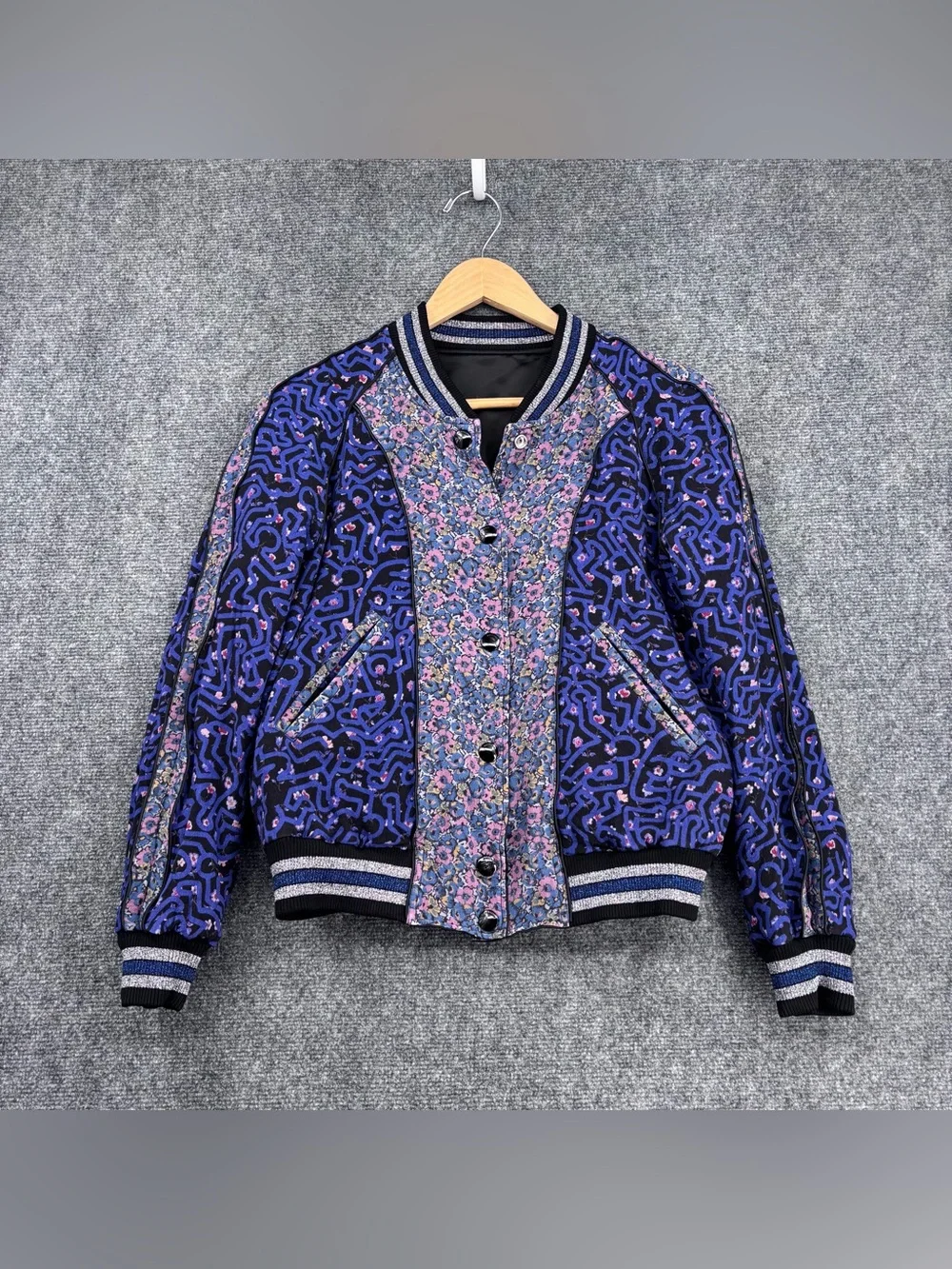 Coach X Keith Haring Reversible Satin Bomber Jacket Mixed Print Embroidery 6